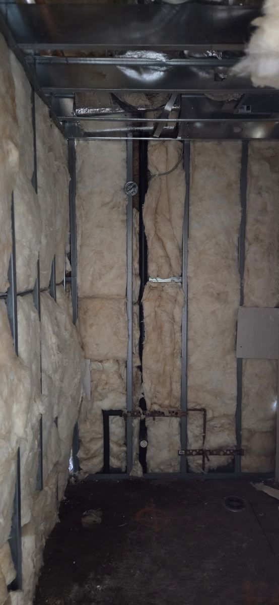 Framing left open for electrical rough-in ahead of close-in.
